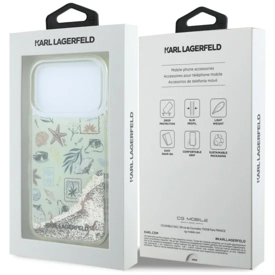 Калъф Karl Lagerfeld Hardcase Liquid Glitter Beach and Sand (KLHCP18L6LCSPCE) - iPhone 18 Pro / iPhone 17 Pro - Бежов