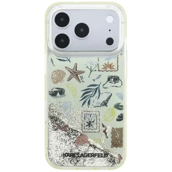 Калъф Karl Lagerfeld Hardcase Liquid Glitter Beach and Sand (KLHCP18L6LCSPCE) - iPhone 18 Pro / iPhone 17 Pro - Бежов