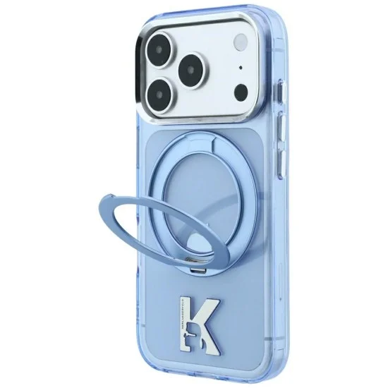 Калъф Karl Lagerfeld Hardcase IML Ring Stand MagSafe Kameo Metal (KLHMP18L6HRSMKMB) - iPhone 18 Pro / iPhone 17 Pro - Син