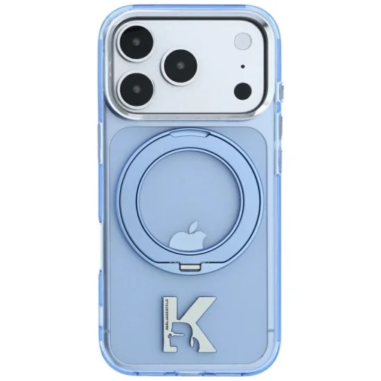 Калъф Karl Lagerfeld Hardcase IML Ring Stand MagSafe Kameo Metal (KLHMP18L6HRSMKMB) - iPhone 18 Pro / iPhone 17 Pro - Син