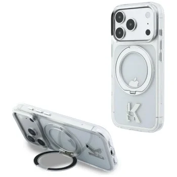 Калъф Karl Lagerfeld Hardcase IML Ring Stand MagSafe Kameo Metal (KLHMP18L6HRSMKMH) - iPhone 18 Pro / iPhone 17 Pro - Прозрачен