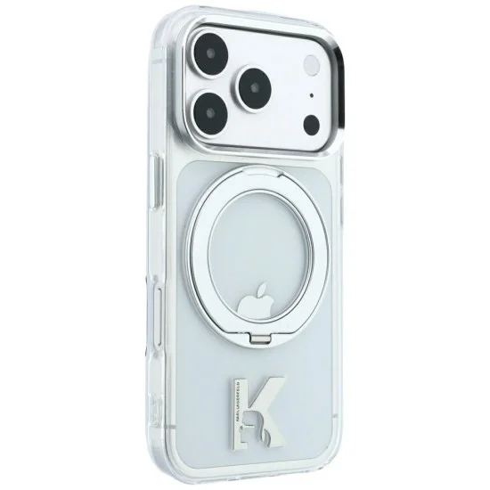 Калъф Karl Lagerfeld Hardcase IML Ring Stand MagSafe Kameo Metal (KLHMP18L6HRSMKMH) - iPhone 18 Pro / iPhone 17 Pro - Прозрачен