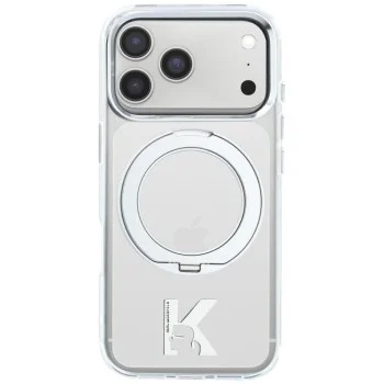 Калъф Karl Lagerfeld Hardcase IML Ring Stand MagSafe Kameo Metal (KLHMP18L6HRSMKMH) - iPhone 18 Pro / iPhone 17 Pro - Прозрачен