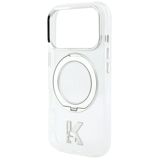 Калъф Karl Lagerfeld Hardcase IML Ring Stand MagSafe Kameo Metal (KLHMP18L6HRSMKMH) - iPhone 18 Pro / iPhone 17 Pro - Прозрачен