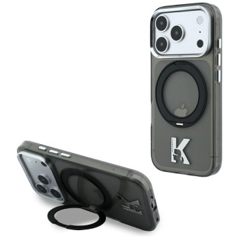 Калъф Karl Lagerfeld Hardcase IML Ring Stand MagSafe Kameo Metal (KLHMP18L6HRSMKMK) - iPhone 18 Pro / iPhone 17 Pro - Черен Калъф Karl Lagerfeld Hardcase IML Ring Stand MagSafe Kameo Metal (KLHMP18L6HRSMKMK) - iPhone 18 Pro / iPhone 17 Pro - Черен