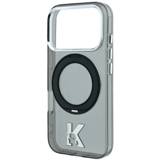 Калъф Karl Lagerfeld Hardcase IML Ring Stand MagSafe Kameo Metal (KLHMP18L6HRSMKMK) - iPhone 18 Pro / iPhone 17 Pro - Черен