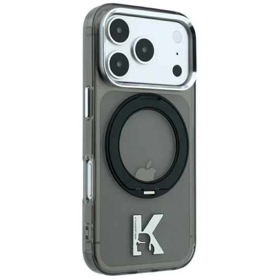 Калъф Karl Lagerfeld Hardcase IML Ring Stand MagSafe Kameo Metal (KLHMP18L6HRSMKMK) - iPhone 18 Pro / iPhone 17 Pro - Черен