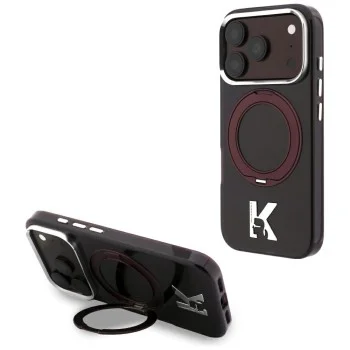 Калъф Karl Lagerfeld Hardcase IML Ring Stand MagSafe Kameo Metal (KLHMP18L6HRSMKMR) - iPhone 18 Pro / iPhone 17 Pro - Бордо