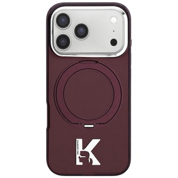 Калъф Karl Lagerfeld Hardcase IML Ring Stand MagSafe Kameo Metal (KLHMP18L6HRSMKMR) - iPhone 18 Pro / iPhone 17 Pro - Бордо