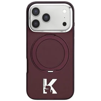 Калъф Karl Lagerfeld Hardcase IML Ring Stand MagSafe Kameo Metal (KLHMP18L6HRSMKMR) - iPhone 18 Pro / iPhone 17 Pro - Бордо