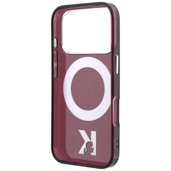 Калъф Karl Lagerfeld Hardcase IML Ring Stand MagSafe Kameo Metal (KLHMP18L6HRSMKMR) - iPhone 18 Pro / iPhone 17 Pro - Бордо