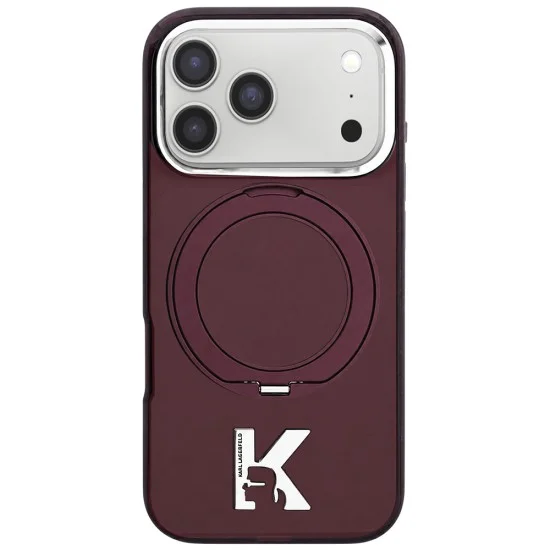 Калъф Karl Lagerfeld Hardcase IML Ring Stand MagSafe Kameo Metal (KLHMP18X6HRSMKMR) - iPhone 18 Pro Max / iPhone 17 Pro Max - Бордо