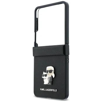Калъф Karl Lagerfeld Saffiano Karl&Choupette Metal Pin (KLHCZF8SAPKCNPK) - Samsung Galaxy Z Flip8 - Черен