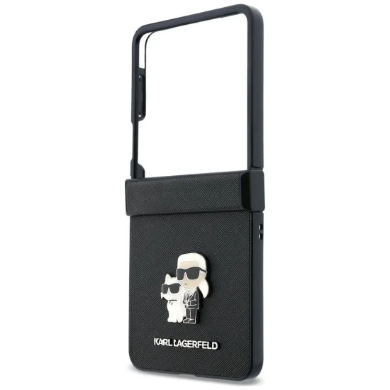 Калъф Karl Lagerfeld Saffiano Karl&Choupette Metal Pin (KLHCZF8SAPKCNPK) - Samsung Galaxy Z Flip8 - Черен