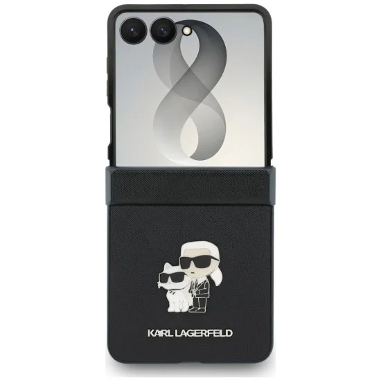 Калъф Karl Lagerfeld Saffiano Karl&Choupette Metal Pin (KLHCZF8SAPKCNPK) - Samsung Galaxy Z Flip8 - Черен