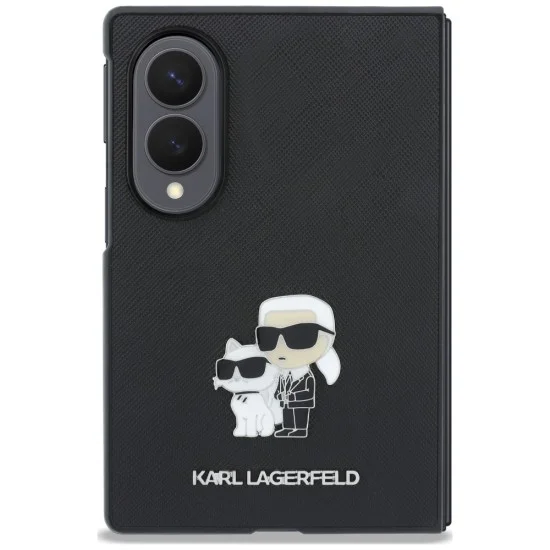 Калъф Karl Lagerfeld Saffiano Karl&Choupette Metal Pin (KLHCZFW8SAPKCNPK) - Samsung Galaxy Z Fold8 - Черен