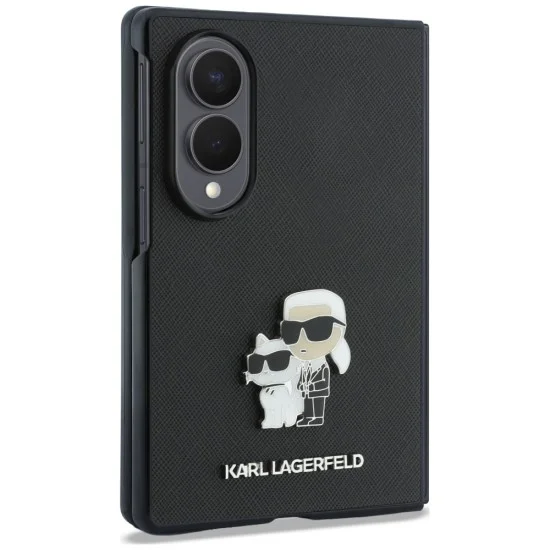 Калъф Karl Lagerfeld Saffiano Karl&Choupette Metal Pin (KLHCZFW8SAPKCNPK) - Samsung Galaxy Z Fold8 - Черен