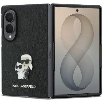 Калъф Karl Lagerfeld Saffiano Karl&Choupette Metal Pin (KLHCZFW8SAPKCNPK) - Samsung Galaxy Z Fold8 - Черен