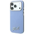 Калъф Karl Lagerfeld Saffiano Small Script Metal Logo MagSafe (KLHMP18L6PWSKSB) - iPhone 18 Pro / iPhone 17 Pro - Светлосин
