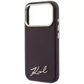 Калъф Karl Lagerfeld Saffiano Small Script Metal Logo MagSafe (KLHMP18L6PWSKSR) - iPhone 18 Pro / iPhone 17 Pro - Бордо