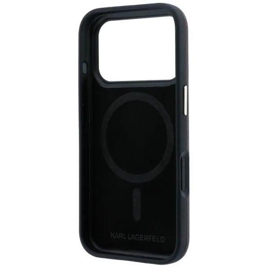 Калъф Karl Lagerfeld Saffiano Small Script Metal Logo MagSafe (KLHMP18L6PWSKSR) - iPhone 18 Pro / iPhone 17 Pro - Бордо