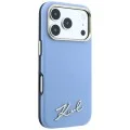 Калъф Karl Lagerfeld Saffiano Small Script Metal Logo MagSafe (KLHMP18X6PWSKSB) - iPhone 18 Pro Max / iPhone 17 Pro Max - Светлосин