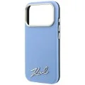 Калъф Karl Lagerfeld Saffiano Small Script Metal Logo MagSafe (KLHMP18X6PWSKSB) - iPhone 18 Pro Max / iPhone 17 Pro Max - Светлосин