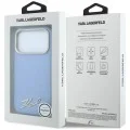 Калъф Karl Lagerfeld Saffiano Small Script Metal Logo MagSafe (KLHMP18X6PWSKSB) - iPhone 18 Pro Max / iPhone 17 Pro Max - Светлосин