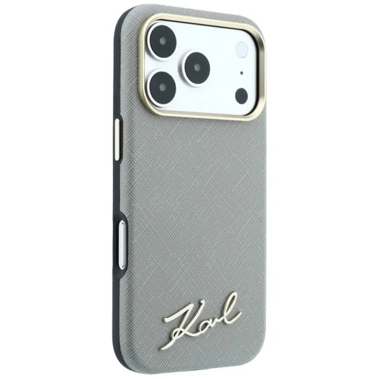 Калъф Karl Lagerfeld Saffiano Small Script Metal Logo MagSafe (KLHMP18X6PWSKSE) - iPhone 18 Pro Max / iPhone 17 Pro Max - Бежов
