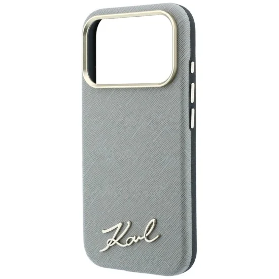 Калъф Karl Lagerfeld Saffiano Small Script Metal Logo MagSafe (KLHMP18X6PWSKSE) - iPhone 18 Pro Max / iPhone 17 Pro Max - Бежов