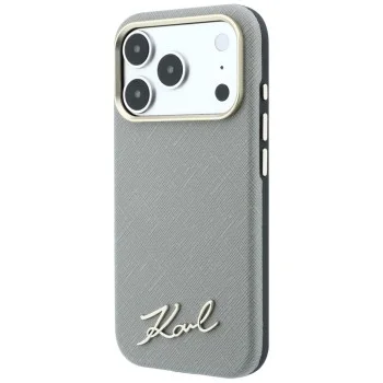 Калъф Karl Lagerfeld Saffiano Small Script Metal Logo MagSafe (KLHMP18X6PWSKSE) - iPhone 18 Pro Max / iPhone 17 Pro Max - Бежов