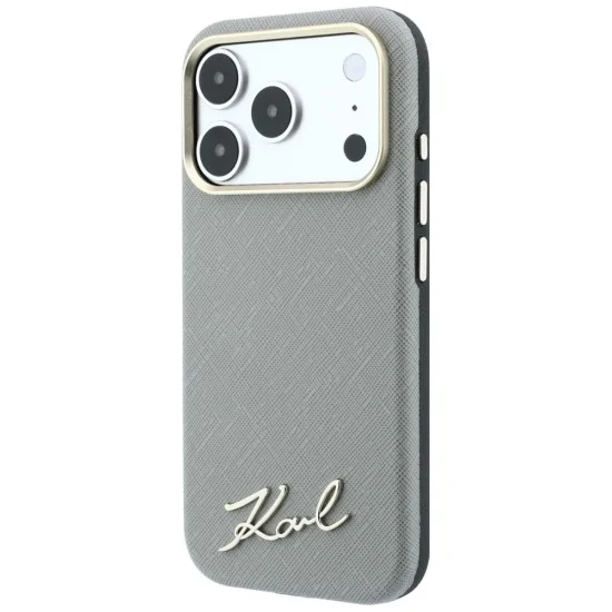 Калъф Karl Lagerfeld Saffiano Small Script Metal Logo MagSafe (KLHMP18X6PWSKSE) - iPhone 18 Pro Max / iPhone 17 Pro Max - Бежов