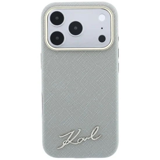 Калъф Karl Lagerfeld Saffiano Small Script Metal Logo MagSafe (KLHMP18X6PWSKSE) - iPhone 18 Pro Max / iPhone 17 Pro Max - Бежов