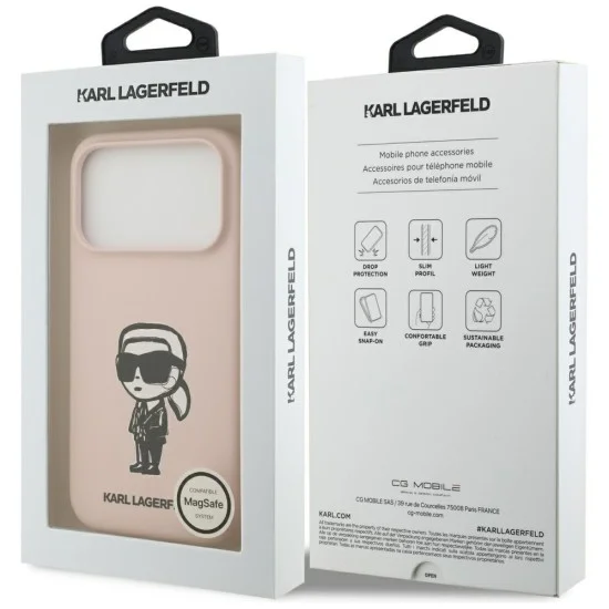 Калъф Karl Lagerfeld Silicone Sketch & Logo (KLHMP17XSKIGROP) - iPhone 17 Pro Max - Розов