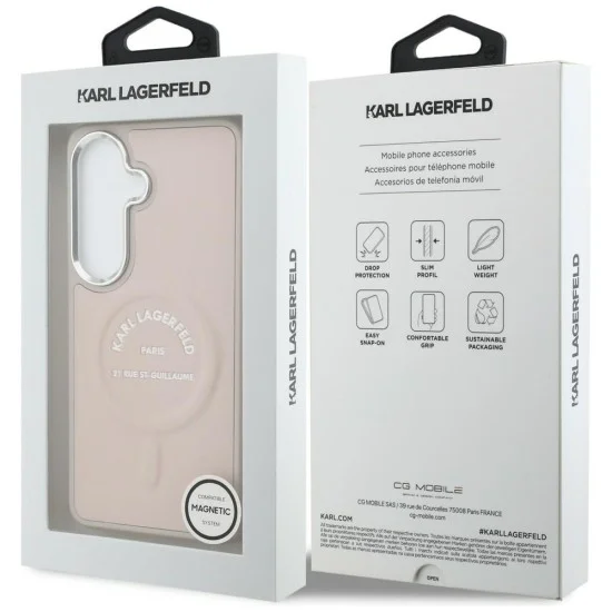 Калъф Karl Lagerfeld Wrapped Leather with Karl RSG Logo MagSafe (KLHMS26SPSKRSGEP) - Samsung Galaxy S26 - Розов