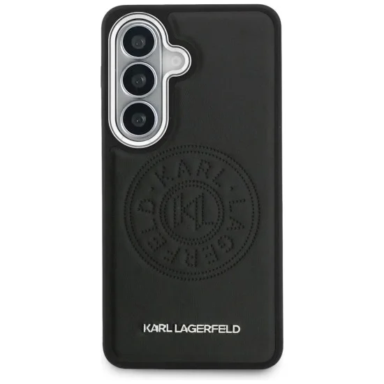 Калъф Karl Lagerfeld Wrapped Leather with Karl Round Point Logo MagSafe (KLHMS26MPSKRPMK) - Samsung Galaxy S26 Plus - Черен