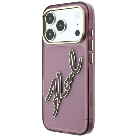 Калъф Karl Lagerfeld IML Big Signature Resin Logo Metal Frame (KLHCP18X6HCKSRR) - iPhone 18 Pro Max / iPhone 17 Pro Max - Бордо