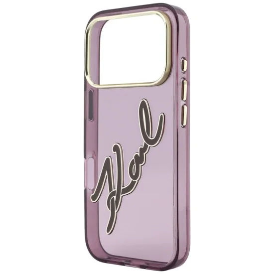 Калъф Karl Lagerfeld IML Big Signature Resin Logo Metal Frame (KLHCP18X6HCKSRR) - iPhone 18 Pro Max / iPhone 17 Pro Max - Бордо
