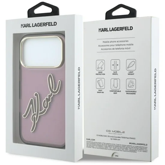 Калъф Karl Lagerfeld IML Big Signature Resin Logo Metal Frame (KLHCP18X6HCKSRR) - iPhone 18 Pro Max / iPhone 17 Pro Max - Бордо