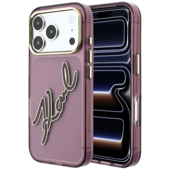 Калъф Karl Lagerfeld IML Big Signature Resin Logo Metal Frame (KLHCP18X6HCKSRR) - iPhone 18 Pro Max / iPhone 17 Pro Max - Бордо