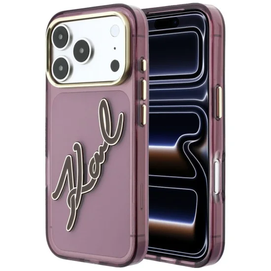 Калъф Karl Lagerfeld IML Big Signature Resin Logo Metal Frame (KLHCP18X6HCKSRR) - iPhone 18 Pro Max / iPhone 17 Pro Max - Бордо