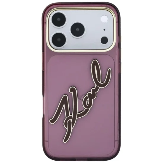 Калъф Karl Lagerfeld IML Big Signature Resin Logo Metal Frame (KLHCP18X6HCKSRR) - iPhone 18 Pro Max / iPhone 17 Pro Max - Бордо