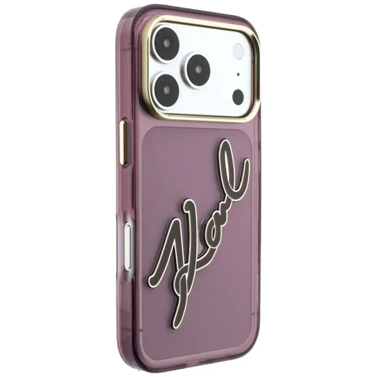 Калъф Karl Lagerfeld IML Big Signature Resin Logo Metal Frame (KLHCP18X6HCKSRR) - iPhone 18 Pro Max / iPhone 17 Pro Max - Бордо
