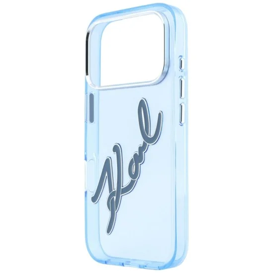 Калъф Karl Lagerfeld IML Big Signature Resin Logo and Metal Frame (KLHCP18L6HCKSRB) - iPhone 18 Pro / iPhone 17 Pro - Син