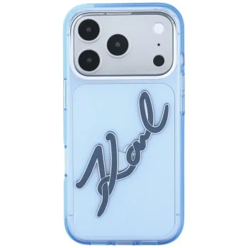 Калъф Karl Lagerfeld IML Big Signature Resin Logo and Metal Frame (KLHCP18L6HCKSRB) - iPhone 18 Pro / iPhone 17 Pro - Син