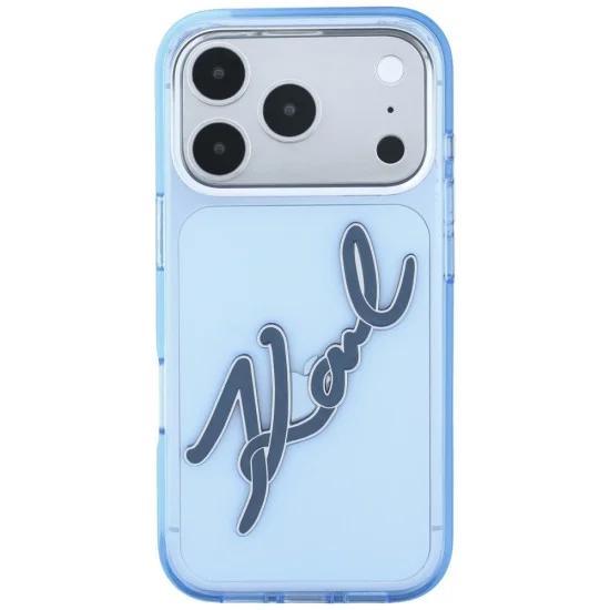 Калъф Karl Lagerfeld IML Big Signature Resin Logo and Metal Frame (KLHCP18L6HCKSRB) - iPhone 18 Pro / iPhone 17 Pro - Син