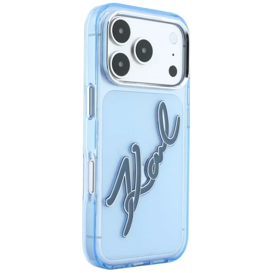 Калъф Karl Lagerfeld IML Big Signature Resin Logo and Metal Frame (KLHCP18L6HCKSRB) - iPhone 18 Pro / iPhone 17 Pro - Син