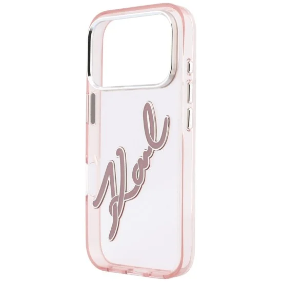 Калъф Karl Lagerfeld IML Big Signature Resin Logo and Metal Frame (KLHCP18L6HCKSRP) - iPhone 18 Pro / iPhone 17 Pro - Розов