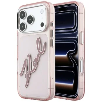 Калъф Karl Lagerfeld IML Big Signature Resin Logo and Metal Frame (KLHCP18L6HCKSRP) - iPhone 18 Pro / iPhone 17 Pro - Розов