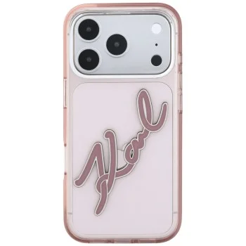 Калъф Karl Lagerfeld IML Big Signature Resin Logo and Metal Frame (KLHCP18L6HCKSRP) - iPhone 18 Pro / iPhone 17 Pro - Розов